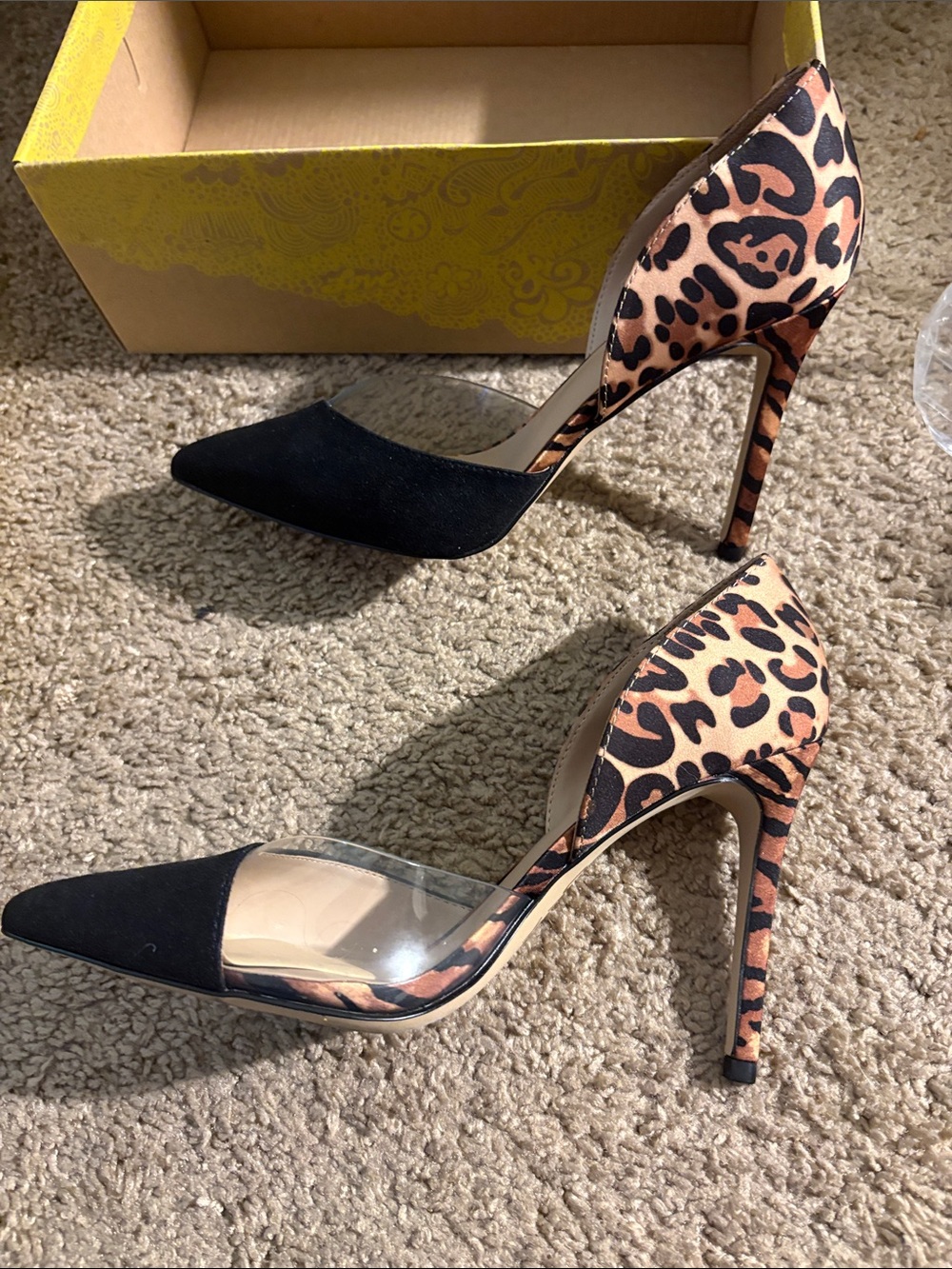 Mix No. 6 Black and Leopard Print D'Orsay Stiletto Pumps - size 7